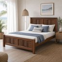 Ver imagem 1 de Cama Casal Queen Madeira Maciça Tramado 158x198cm Aton S05 Ipê - Lyam Decor