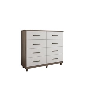 Cômoda com 8 Gavetas Moderna para Espaço e Organização - Naturale / Off White