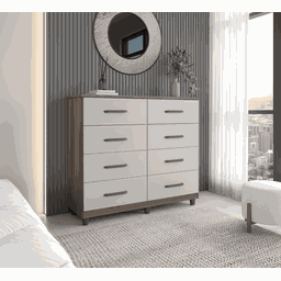 Cômoda com 8 Gavetas Moderna para Espaço e Organização - Naturale / Off White - 2