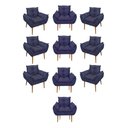 Ver imagem 1 de Kit 10 Poltronas Opala Sala Quarto Recepção Salão Suede Cor:azul Marinho