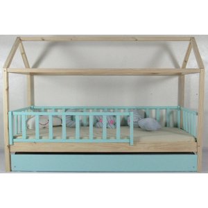 Bicama Infantil Solteirão Casinha Colorida Madeira Maciça Pinus Grade Vertical