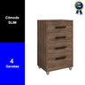 Cômoda Quarto Multiuso Compacta 4 Gavetas - Rústico - 3