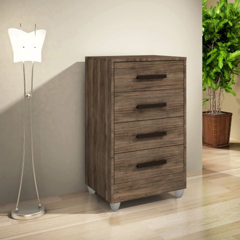Cômoda Quarto Multiuso Compacta 4 Gavetas - Rústico