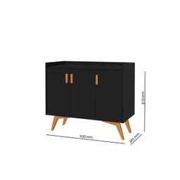 Aparador Buffet Retrô 3 Portas Classic Preto - Móvebrinque - 5