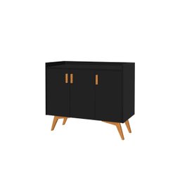 Aparador Buffet Retrô 3 Portas Classic Preto - Móvebrinque - 2