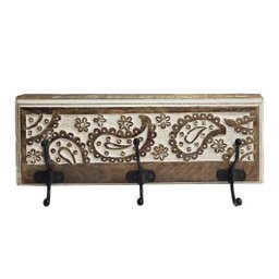 Gancho Madeira Mangueira Entalhado Cashmere Branco 38Cm - 1