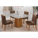 Ver imagem 1 de Conjunto: Mesa Sala Jantar Maldivas Tampo c/ Vidro Curvo 90cm+4 Cadeiras Maldivas Madeira Naturale/