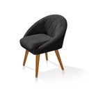 Ver imagem 2 de Poltrona Sala Decorativa Louis Veludo Preto Pés Palito Castanho