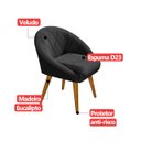 Ver imagem 6 de Poltrona Sala Decorativa Louis Veludo Preto Pés Palito Castanho
