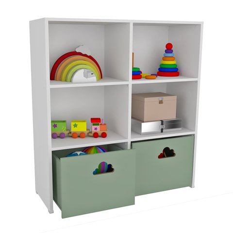 Estante de Nichos com Baús Organizadores Nuvem Simon 100% Mdf Woodcore
