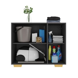 Armário Lavanderia com 3 Portas 90 cm Multimóveis MP5034 Preto/Natural - 4