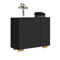 Armário Lavanderia com 3 Portas 90 cm Multimóveis MP5034 Preto/Natural - 2
