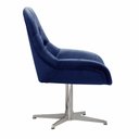 Ver imagem 3 de Poltrona Lua Cadeira Decorativa Giratória Pé de Metal Escritório, Recepção - Suede Azul Marinho