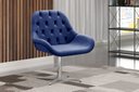 Ver imagem 4 de Poltrona Lua Cadeira Decorativa Giratória Pé de Metal Escritório, Recepção - Suede Azul Marinho