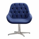 Ver imagem 2 de Poltrona Lua Cadeira Decorativa Giratória Pé de Metal Escritório, Recepção - Suede Azul Marinho
