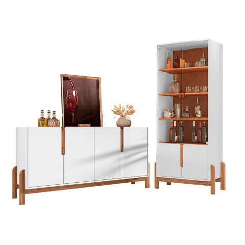 Conjunto de Buffet e Cristaleira Boreal Branco