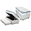 Ver imagem 1 de Cama Box Baú c/Auxiliar Solteiro: Colchão Molas Herval MasterPocket Meditare + Base CRC Courano