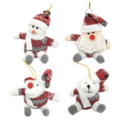 Kit 4 Bonecos Natal Papai Noel, Boneco Neve, Rena e Urso - 5