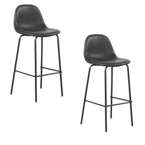 Kit 2 Banquetas Tânia em Pu Preto Vintage e Marrom Vintage - Rivatti