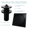 Kit Lavabo Preto Ralo Tampa Click 15x15 Valvula Click 7/8 preta fosco Inox Jogo preto escoamento Int - 6