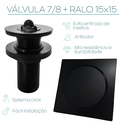 Ver imagem 6 de Kit Lavabo Preto Ralo Tampa Click 15x15 Valvula Click 7/8 preta fosco Inox Jogo preto escoamento Int
