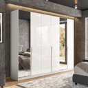 Ver imagem 1 de Guarda Roupa Casal 6 Portas e 4 Gavetas com Espelho 240848 Linha Porto Politorno Móveis