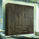 Ver imagem 1 de Guarda Roupa Roupeiro Quarto Dormitório Solteiro Casal Liverpool 8.6 Marrom Madeira Escura