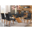 Ver imagem 1 de Conjunto: Mesa Sala Jantar Imperatriz Tampo Madeirado C/ Vidro Canto Curvo 180x90 e 6 Cadeiras Jade
