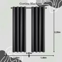 Ver imagem 2 de Cortina Blackout 2,80 X 2,20 Franzida Padrao para Sala Ilhos Corta Luz Cor Preto