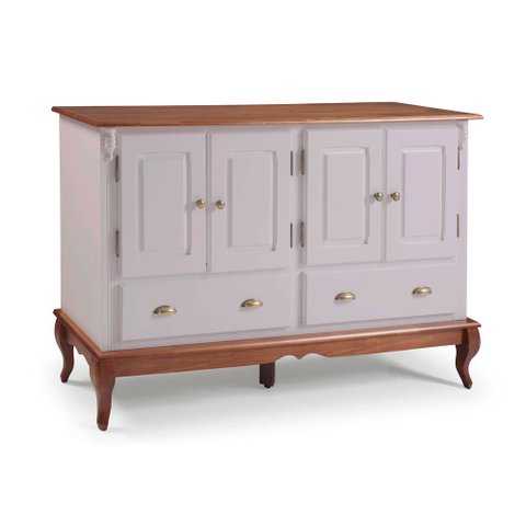 Balcão Buffet 4 Portas 2 Gavetas Hannover 60815 Linz Móveis - Off White/Imbuia