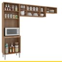 Ver imagem 3 de Armário para Cozinha 240 Cm Larissa Paneleiro Nicho Microondas Mdp Carvalho Branco - Clicklar