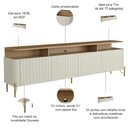 Ver imagem 3 de Rack para Sala de Estar Tv 75 Pol 4 Portas Brise 220cm Pés Dourado Clio I03 Louro Luna - Lyam