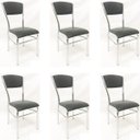 Ver imagem 1 de Kit 6 Cadeiras de Cozinha com Reforço Cromada Assento e Encosto Preto - Poltronas Do Sul