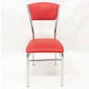 Ver imagem 2 de Cadeira de Cozinha com Reforço Cromada Assento e Encosto Vermelho - Poltronas Do Sul