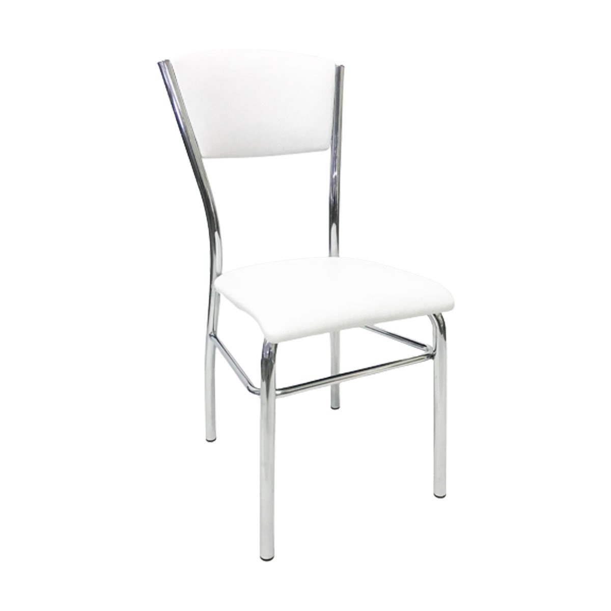 Kit 2 Cadeiras de Cozinha com Reforço Cromada Assento e Encosto Branco - Poltronas do Sul - 5