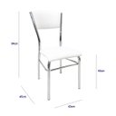 Ver imagem 4 de Kit 3 Cadeiras de Cozinha com Reforço Cromada Assento e Encosto Branco - Poltronas do Sul
