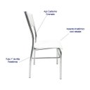 Ver imagem 2 de Kit 6 Cadeiras de Cozinha com Reforço Cromada Assento e Encosto Branco - Poltronas do Sul