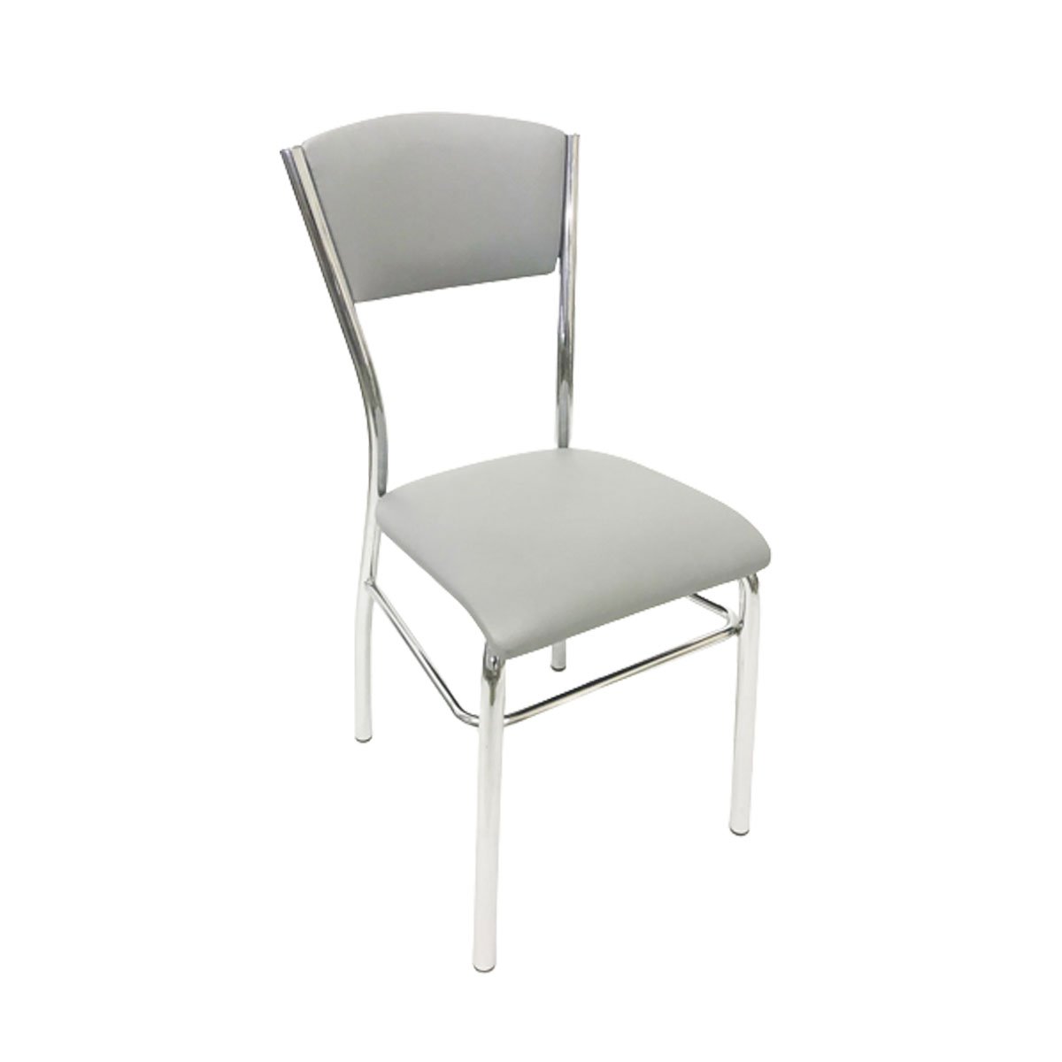 Kit 2 Cadeiras de Cozinha com Reforço Cromada Assento e Encosto Cinza - Poltronas do Sul - 4