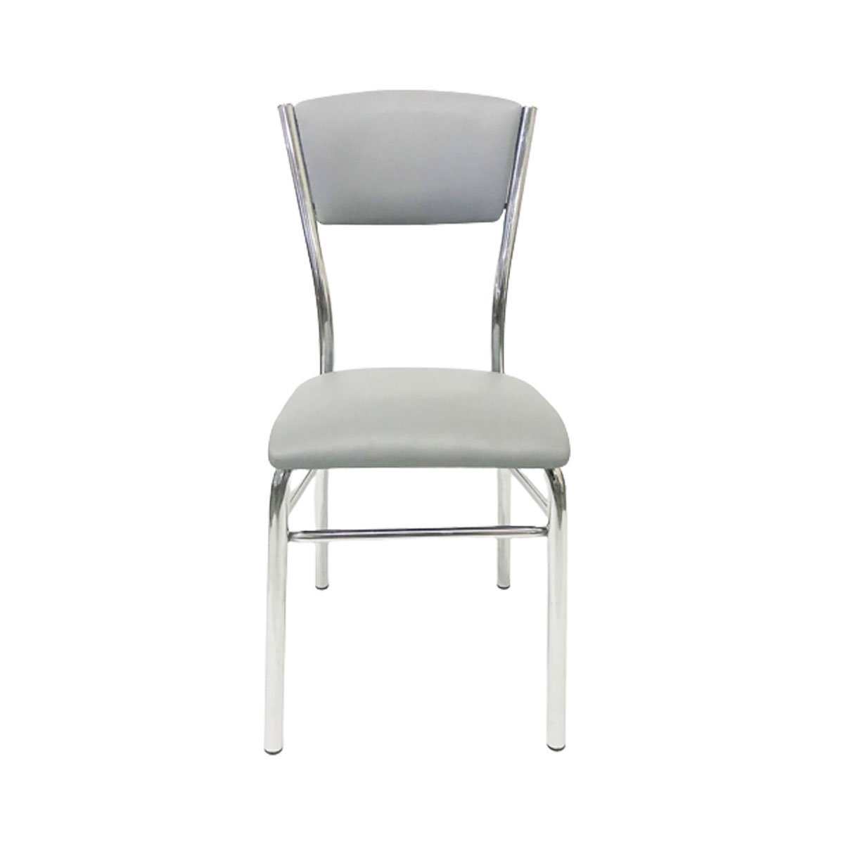 Kit 2 Cadeiras de Cozinha com Reforço Cromada Assento e Encosto Cinza - Poltronas do Sul - 5