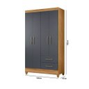 Ver imagem 3 de Moval Guarda Roupa Chile 4 Portas Cor Cinza-escuro 952031