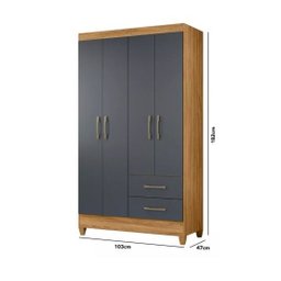 Moval Guarda Roupa Chile 4 Portas Cor Cinza-escuro 952031 - 3
