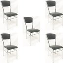 Ver imagem 1 de Kit 5 Cadeiras de Cozinha com Reforço Cromada Assento e Encosto Preto - Poltronas Do Sul