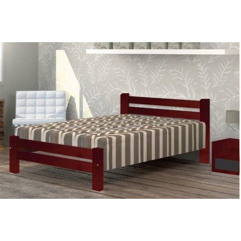 Cama de Casal Itália de Madeira Maciça Angelim Pedra/tauari - Cor Mogno