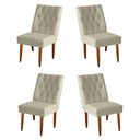 Ver imagem 1 de Jogo 04 Cadeiras de Jantar Estofada Cozinha Paris Suede Palha Eli Móveis