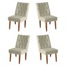 Jogo 04 Cadeiras de Jantar Estofada Cozinha Paris Suede Palha Eli Móveis - 1