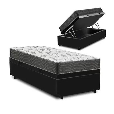 Cama Box com Baú Solteiro + Colchão de Espuma Semi-ortopédico - Ortobom - Iso 100 - Suporta até 100