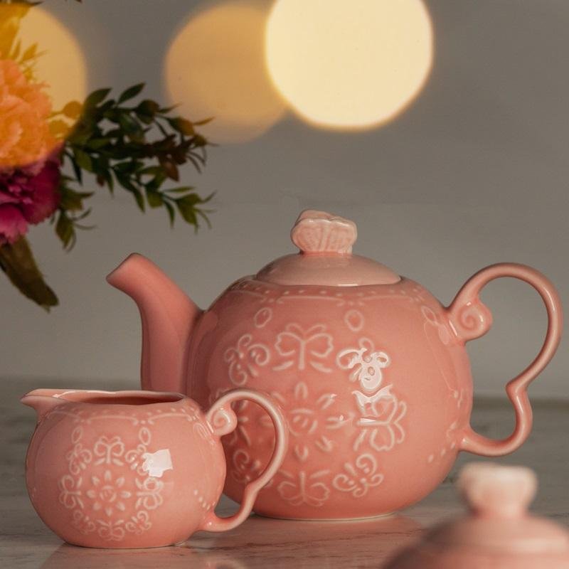 Conjunto 3 Peças Wolff Porcelana P/cha Butterfly Rosa 28744 - 9