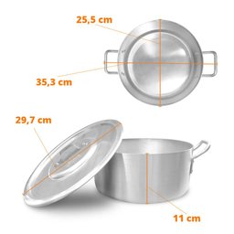 Conjunto Panela Caçarola Cozinha Hotel em Alumínio 6,3L Tampa Mais 3 Utensílios - Alumínio Abc - 3