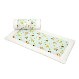 Colchonete Portátil e Acolchoado Pillow Top Berço Bebê 2 em 1 Amarelo e Laranja Coleção Girafa - 1