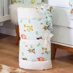 Colchonete Portátil e Acolchoado Pillow Top Berço Bebê 2 em 1 Amarelo e Laranja Coleção Girafa - 3